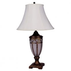 31 in. Antique Brass Finish Table Lamp with Night Light by ORE International