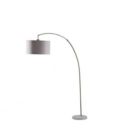 86 in. Bowery Antique Gold Arc White Marble Floor Lamp by ORE International