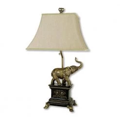 29 in. Elephant Table Lamp in Antique Gold by ORE International