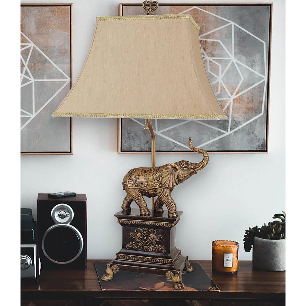 29 in. Elephant Table Lamp in Antique Gold by ORE International 4 29 in. Elephant Table Lamp in Antique Gold by ORE International - Image 2