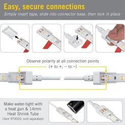 White/Single Color IP67 Outdoor Tape to Tape Connector Cord (2-Pack) by Armacost Lighting -Armacost Lighting Shop armacost lighting under cabinet lighting accessories 560740 4f 1000