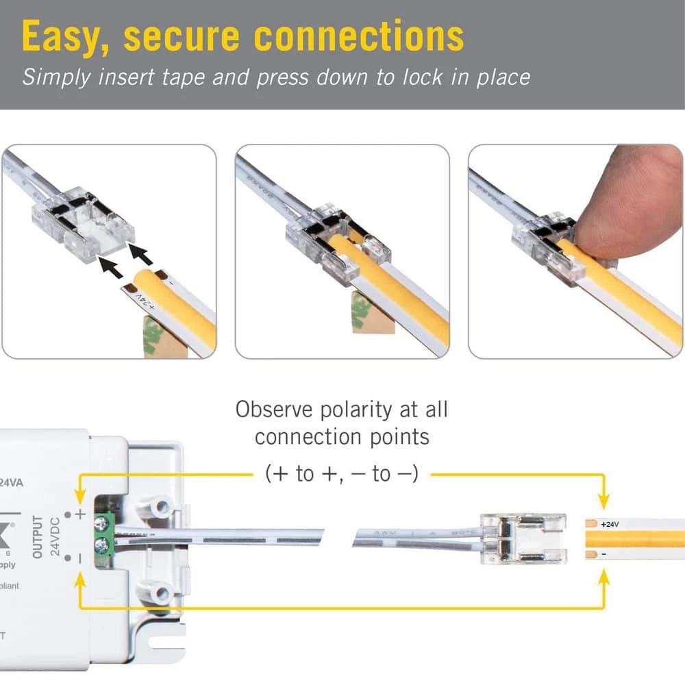48 in. COB White LED Tape Light Wire Lead Connector Cord (3-Pack) by Armacost Lighting 4 48 in. COB White LED Tape Light Wire Lead Connector Cord (3-Pack) by Armacost Lighting - Image 2
