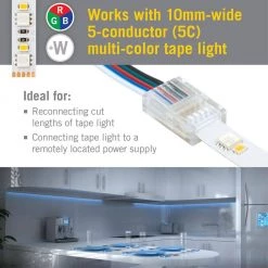 5-Pin RGB+W Multi-Color Wire to Tape Connector Cord (6-Pack) by Armacost Lighting -Armacost Lighting Shop armacost lighting under cabinet lighting accessories 766220 4f 1000