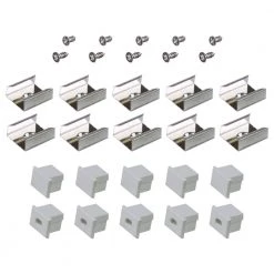 U-Shape Grey Tape Light Channel Accessory Pack LED Mounting Hardware (10-Pack) by Armacost Lighting