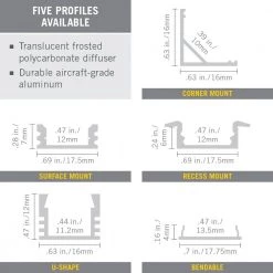 Surface Mount Black Tape Light Channel LED Mounting Hardware (5-Pack) by Armacost Lighting -Armacost Lighting Shop armacost lighting under cabinet lighting accessories 960056 44 1000
