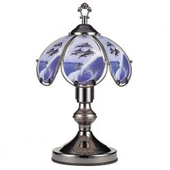 14.25 in. Jumping Dolphin Black Chrome Touch-On Table Lamp by ORE International