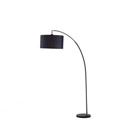 86 in. Bella Black Arc Black Marble Floor Lamp by ORE International