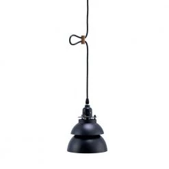 8 in. 1-Light Black Industrial Shaded Barn Metal Pendant Ceiling Light by ORE International