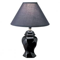 13 in. Ceramic Table Lamp in Black by ORE International