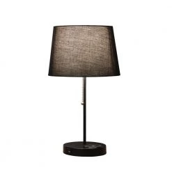20.75 in. Sterling Matte Non-Gloss Black Table Lamp with Wireless Charging Station And USB Port by ORE International -Armacost Lighting Shop black ore international table lamps hbl2139b 4f 1000