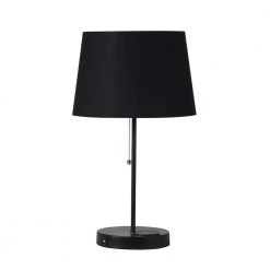 20.75 in. Sterling Matte Non-Gloss Black Table Lamp with Wireless Charging Station And USB Port by ORE International