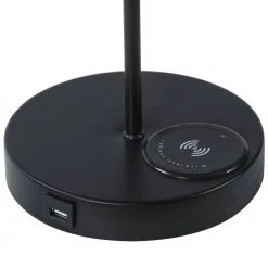 20.75 in. Sterling Matte Non-Gloss Black Table Lamp with Wireless Charging Station And USB Port by ORE International -Armacost Lighting Shop black ore international table lamps hbl2139b fa 1000