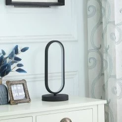 14 in. Black Table Lamp Adras Modern Contemporary Oval LED by ORE International -Armacost Lighting Shop black ore international table lamps hbl2366 1f 1000