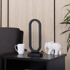 16 in. UV Sterilized Black Oval Table Lamp with Remote Control by ORE International -Armacost Lighting Shop black ore international table lamps hbl2525 4f 1000