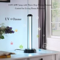 24 in. UV Sterilized Black Metal Table Lamp with Remote Control by ORE International -Armacost Lighting Shop black ore international table lamps hbl2526 44 1000