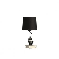Modern Reader Sitting Stack of Books Polyresin 20.5 in. Black Table Lamp by ORE International