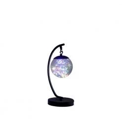 14 in. Black Pendulum LED Glass Orb Metal Table Lamp with USB Port by ORE International -Armacost Lighting Shop black ore international table lamps hbl2626 1f 1000