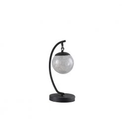 14 in. Black Pendulum LED Glass Orb Metal Table Lamp with USB Port by ORE International