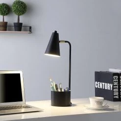 19.5 in. Student Black Metal Task Desk Lamp with Organizer by ORE International -Armacost Lighting Shop black ore international table lamps hbl2628 1f 1000