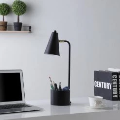 19.5 in. Student Black Metal Task Desk Lamp with Organizer by ORE International -Armacost Lighting Shop black ore international table lamps hbl2628 4f 1000