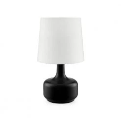 Cheru 17.25 in. Powder Black Mid-Century Modern Touch On Metal Table Lamp by ORE International