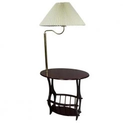 52.25 in. Brass Floor Lamp with End Table Magazine Rack by ORE International