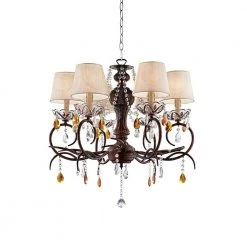 27 in. 6-Light Magnolia Crystal Bronze Chandelier by ORE International