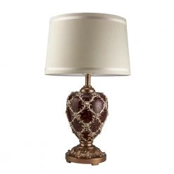 28.75 in. Curvae Stencils Brown and Gold Table Lamp by ORE International