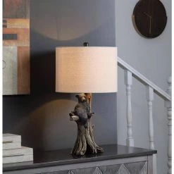 Black Bear On A Tree 24.75 in. Polyresin Table Lamp by ORE International -Armacost Lighting Shop brown ore international table lamps hbl2676 1f 1000