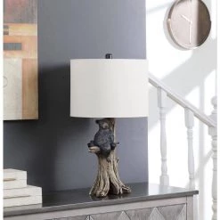 Black Bear On A Tree 24.75 in. Polyresin Table Lamp by ORE International -Armacost Lighting Shop brown ore international table lamps hbl2676 4f 1000