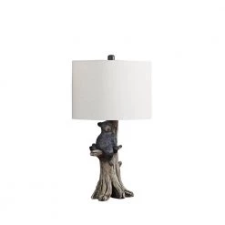 Black Bear On A Tree 24.75 in. Polyresin Table Lamp by ORE International