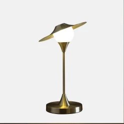 16 in. Brush Gold Kelsey LED Exposed Shade Touch-On Table Lamp by ORE International 8 16 in. Brush Gold Kelsey LED Exposed Shade Touch-On Table Lamp by ORE International -Armacost Lighting Shop brushed gold ore international table lamps hbl2305 4f 1000
