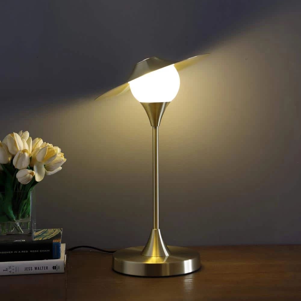 16 in. Brush Gold Kelsey LED Exposed Shade Touch-On Table Lamp by ORE International 4 16 in. Brush Gold Kelsey LED Exposed Shade Touch-On Table Lamp by ORE International - Image 2