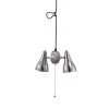7 in. 2-Light Dual Brush Silver Adjustable Metal Cone Pull String Pendant Ceiling by ORE International