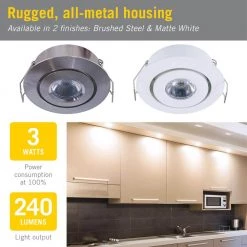 2 in. Soft White Recessed LED Swivel Puck Light, Brushed Steel by Armacost Lighting -Armacost Lighting Shop brushed steel armacost lighting puck lights 212317 1f 1000