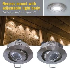 2 in. Bright White Recessed LED Swivel Puck Light, Brushed Steel by Armacost Lighting -Armacost Lighting Shop brushed steel armacost lighting puck lights 222317 44 1000