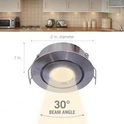 2 in. Bright White Recessed LED Swivel Puck Light, Brushed Steel by Armacost Lighting -Armacost Lighting Shop brushed steel armacost lighting puck lights 222317 4f 1000