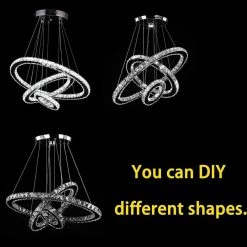 Alva Large Crystal Triple Hoop Integrated LED Chrome Silver Chandelier with Remote Control by ORE International -Armacost Lighting Shop chrome silver ore international chandeliers hbl7004p 4f 1000