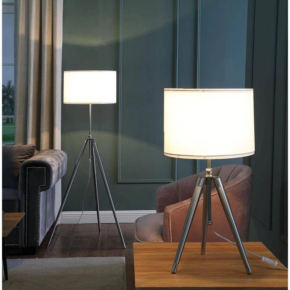 Mid-Century Adjustable Tripod 47 in. - 67 in. Metal Chrome Silver Floor Lamp by ORE International 7 Mid-Century Adjustable Tripod 47 in. - 67 in. Metal Chrome Silver Floor Lamp by ORE International - Image 5