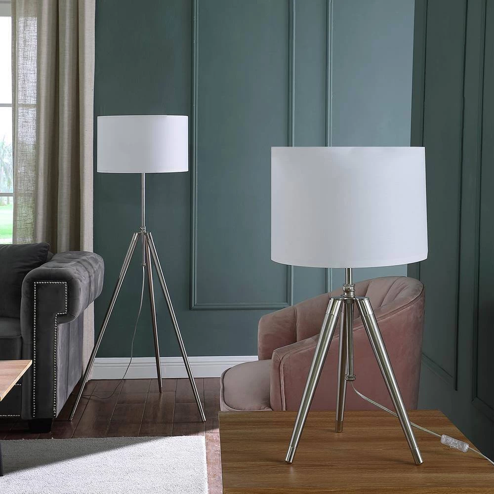 Mid-Century Adjustable Tripod 47 in. - 67 in. Metal Chrome Silver Floor Lamp by ORE International 8 Mid-Century Adjustable Tripod 47 in. - 67 in. Metal Chrome Silver Floor Lamp by ORE International - Image 6