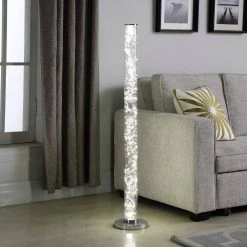49 in. Clear 12V-360-Pc Exposed Rope LED Minari Column Floor Lamp by ORE International -Armacost Lighting Shop clear ore international floor lamps hbl2112b 4f 1000