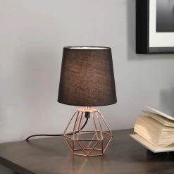 11.25 in. Wesley Geometric Copper Metal Wire Hexagon Table Lamp by ORE International -Armacost Lighting Shop copper ore international table lamps hbl2131b 4f 1000