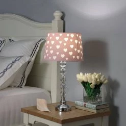 22 in. Ariel Pink/White Heart Crystal Stacked Orb Table Lamp by ORE International -Armacost Lighting Shop crystal ore international table lamps hbl2143b 4f 1000