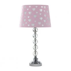 22 in. Ariel Pink/White Heart Crystal Stacked Orb Table Lamp by ORE International