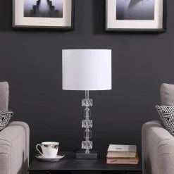 19.75 in. Jules Solid Prism Crystal Cubes Orb Table Lamp by ORE International -Armacost Lighting Shop crystal ore international table lamps hbl2478 4f 1000