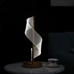 Dinamo 18.75 in. Swirl LED Acrylic Dark Brushed Gold Table Lamp by ORE International -Armacost Lighting Shop dark brushed gold ore international lamp bases hbl2660 1f 1000