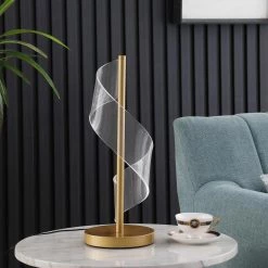 Dinamo 18.75 in. Swirl LED Acrylic Dark Brushed Gold Table Lamp by ORE International -Armacost Lighting Shop dark brushed gold ore international lamp bases hbl2660 4f 1000