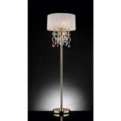 63 in. Aurora Barocco Shade Crystal Gold Floor Lamp by ORE International