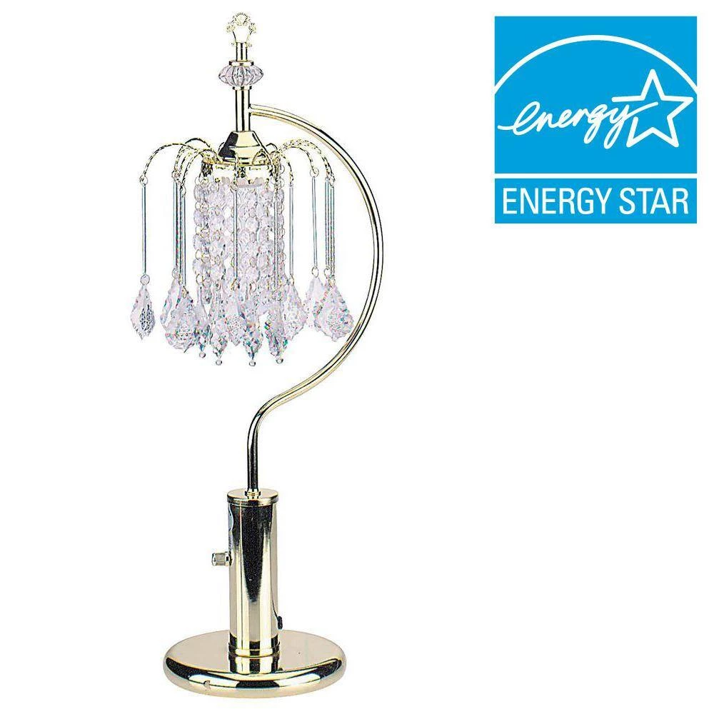 27 in. Gold Table Lamp With Crystal-Inspired Shade by ORE International 4 27 in. Gold Table Lamp With Crystal-Inspired Shade by ORE International - Image 2