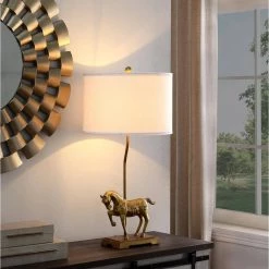 29 .5 in., Gold Table Lamp Gold Royal Stallion Horse by ORE International -Armacost Lighting Shop gold ore international table lamps hbl2618 4f 1000